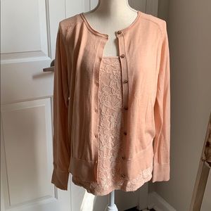Peach tank and cardigan set size L